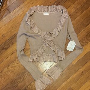 Altar'd State Ruffled Brown Blouse